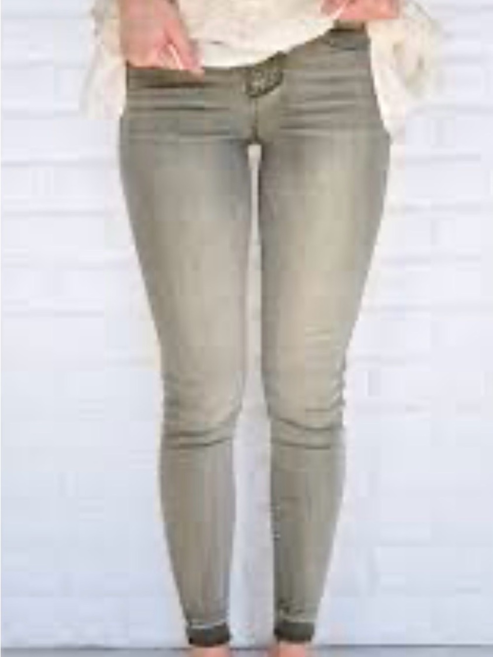 Celebrity Pink Skinny Body Sculpture Jeans in Olive Gray Wash